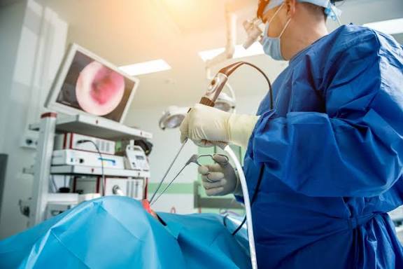 Sinus surgery specialist performing endoscopic sinus surgery
