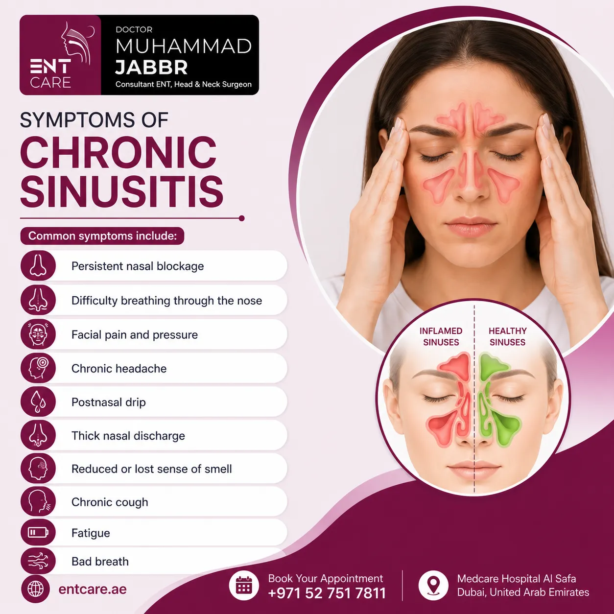 Symptoms of chronic sinusitis in Dubai